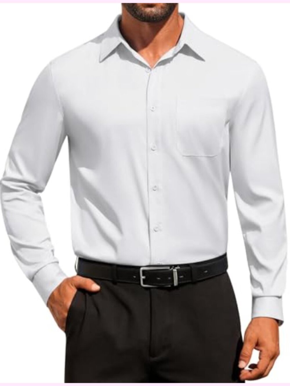 Men's Wrinkle Free Dress Shirt Long Sleeve Button Down Business Shirt